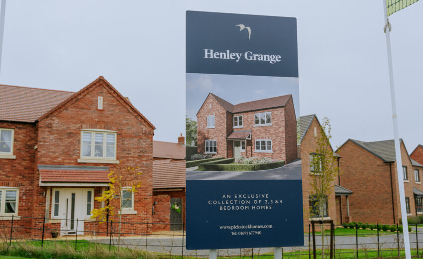 Henley Grange sign outside a new home in Ludlow.