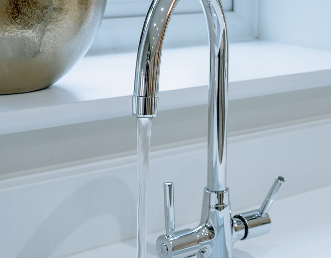 New build bathroom tap and basin detail.