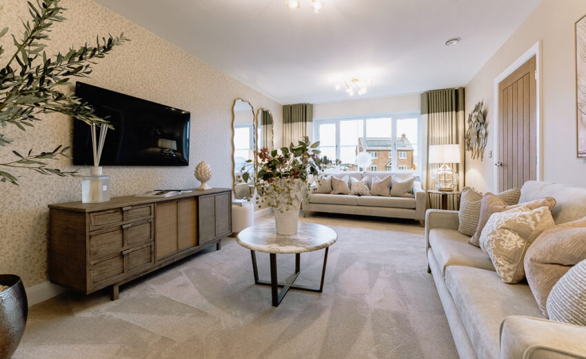 Open-plan living room with garden view.
