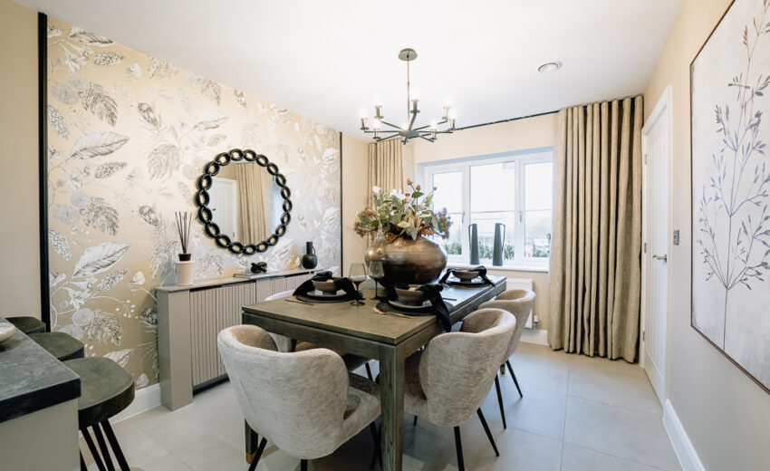 Dining area with decorative table setting in the Stretford new build.