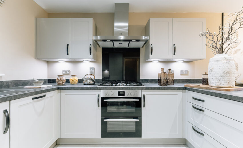 Second view of the fitted kitchen in the Stretford new build.